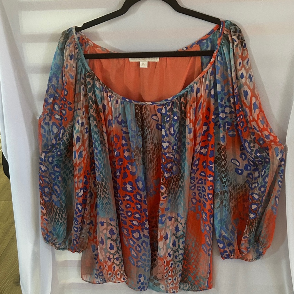Boston Proper Multicolor Patterned Blouse